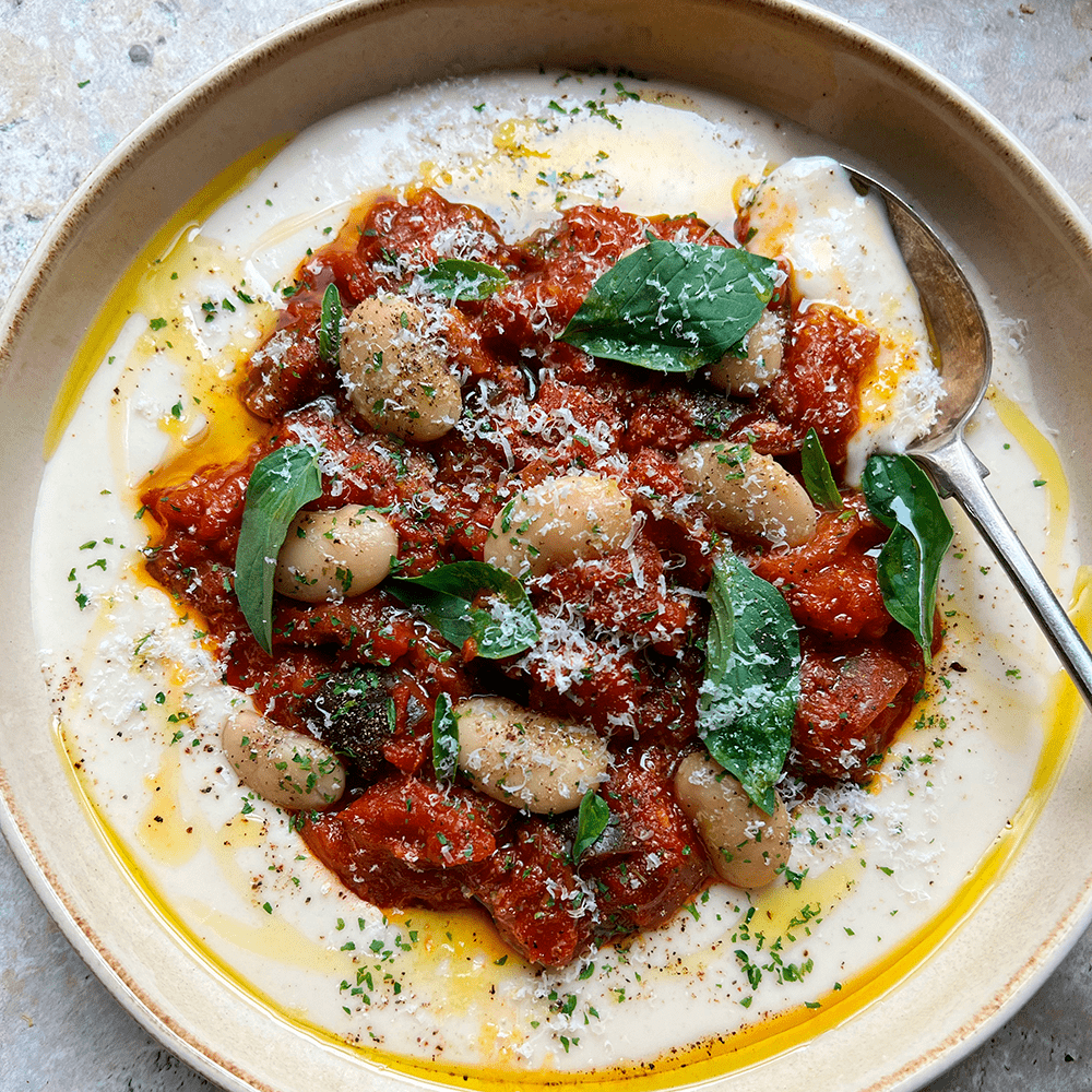 Aubergine & butter beans
