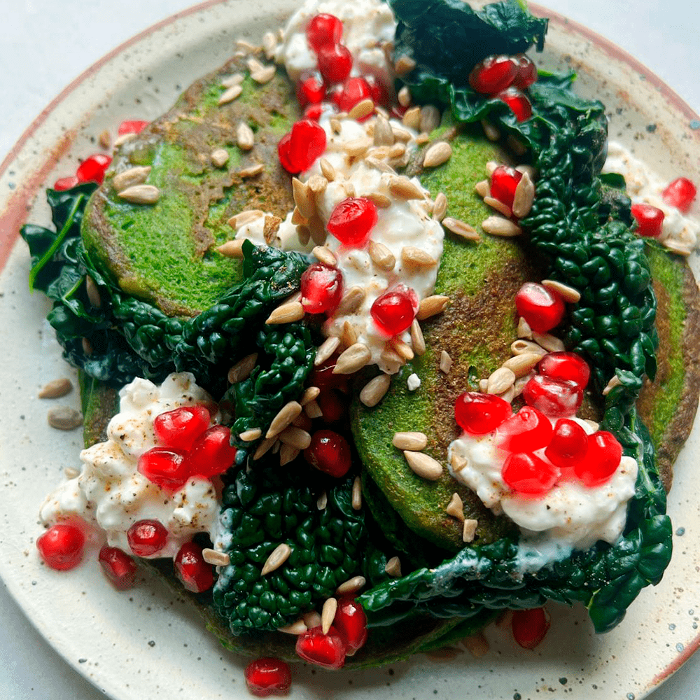 Cavolo nero and cottage cheese pancakes