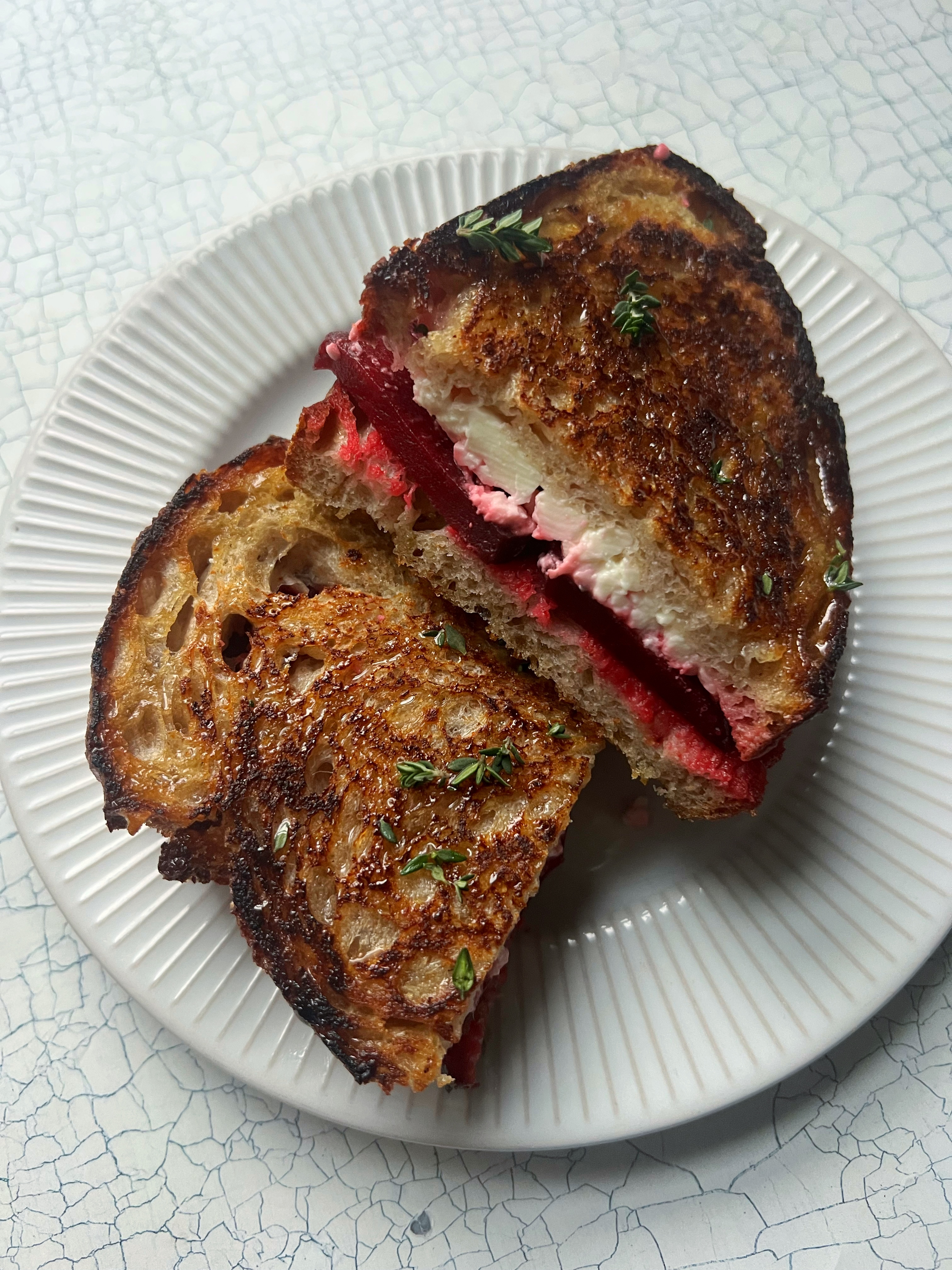 Beetroot & feta toastie