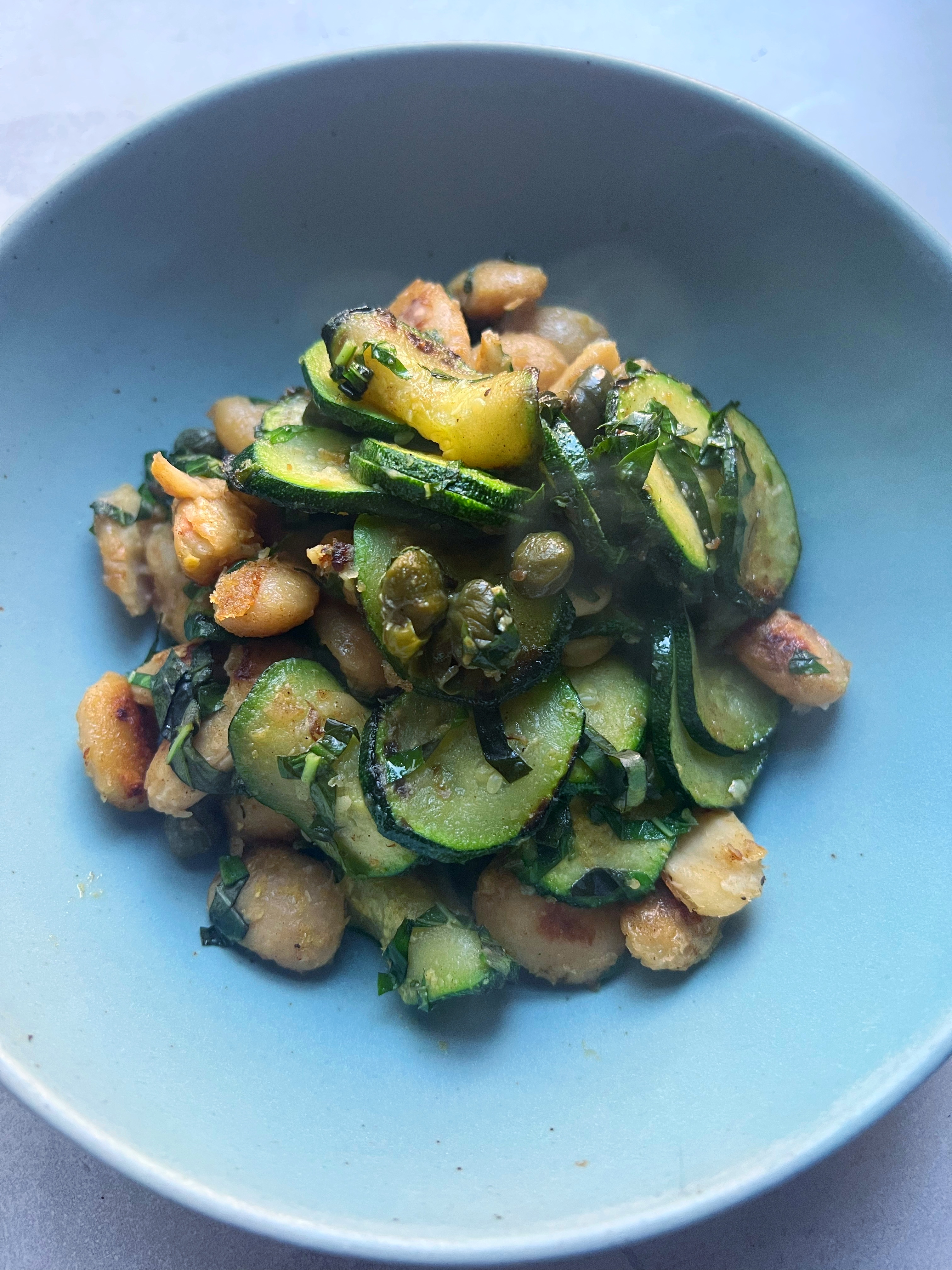 A day of recipes including rhubarb bircher muesli & courgette fried beans