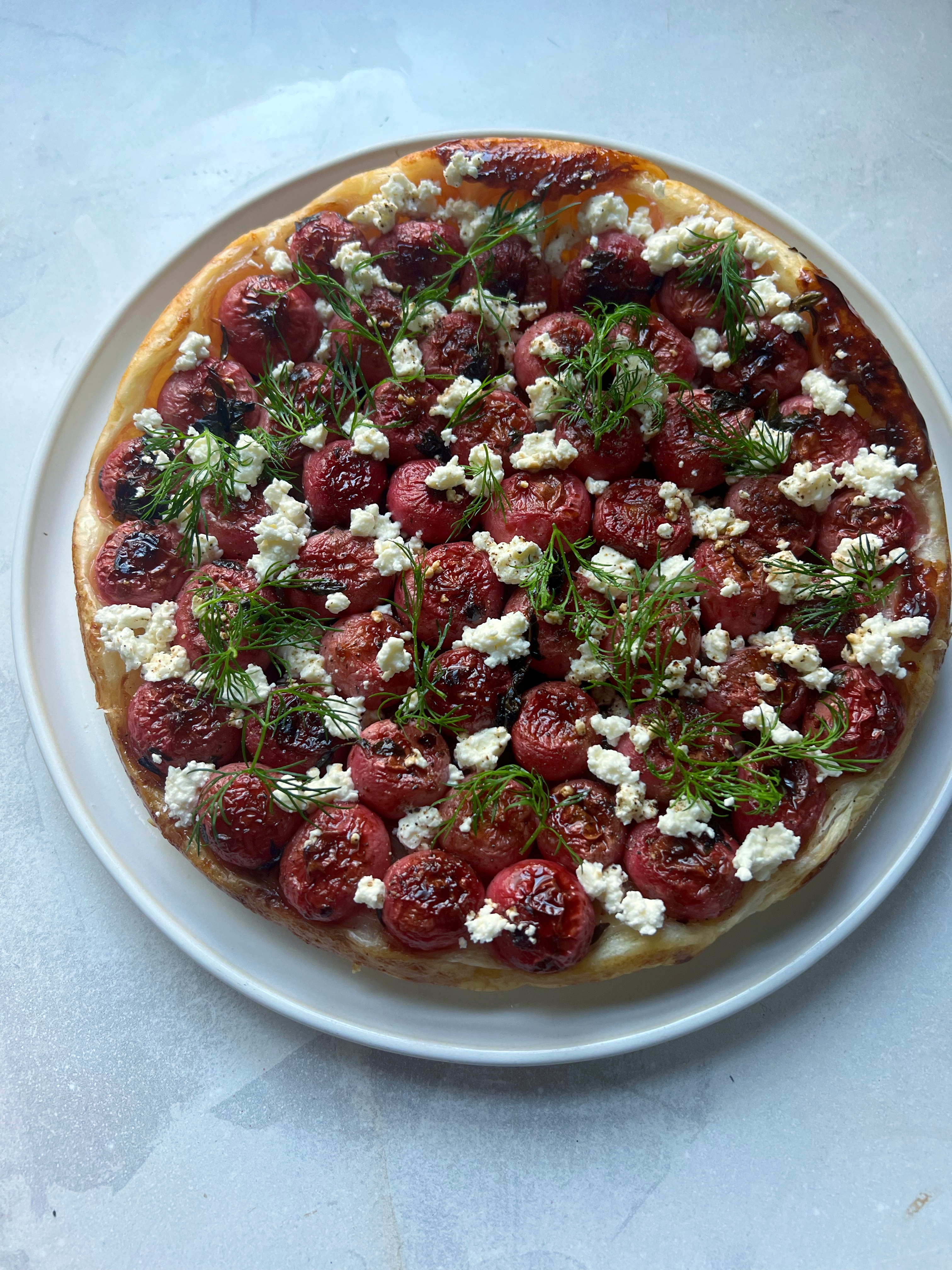 Radish tarte tatin