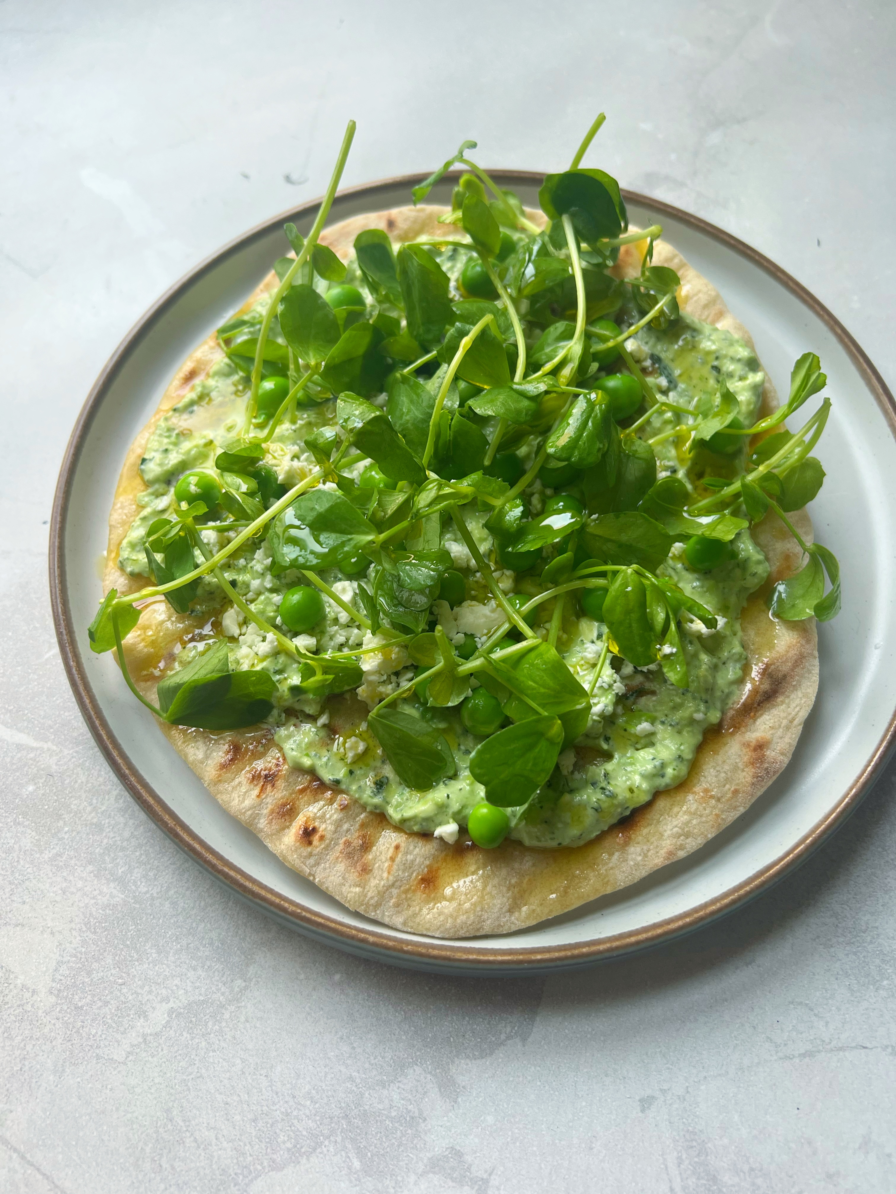 Pea, mint & feta flatbreads