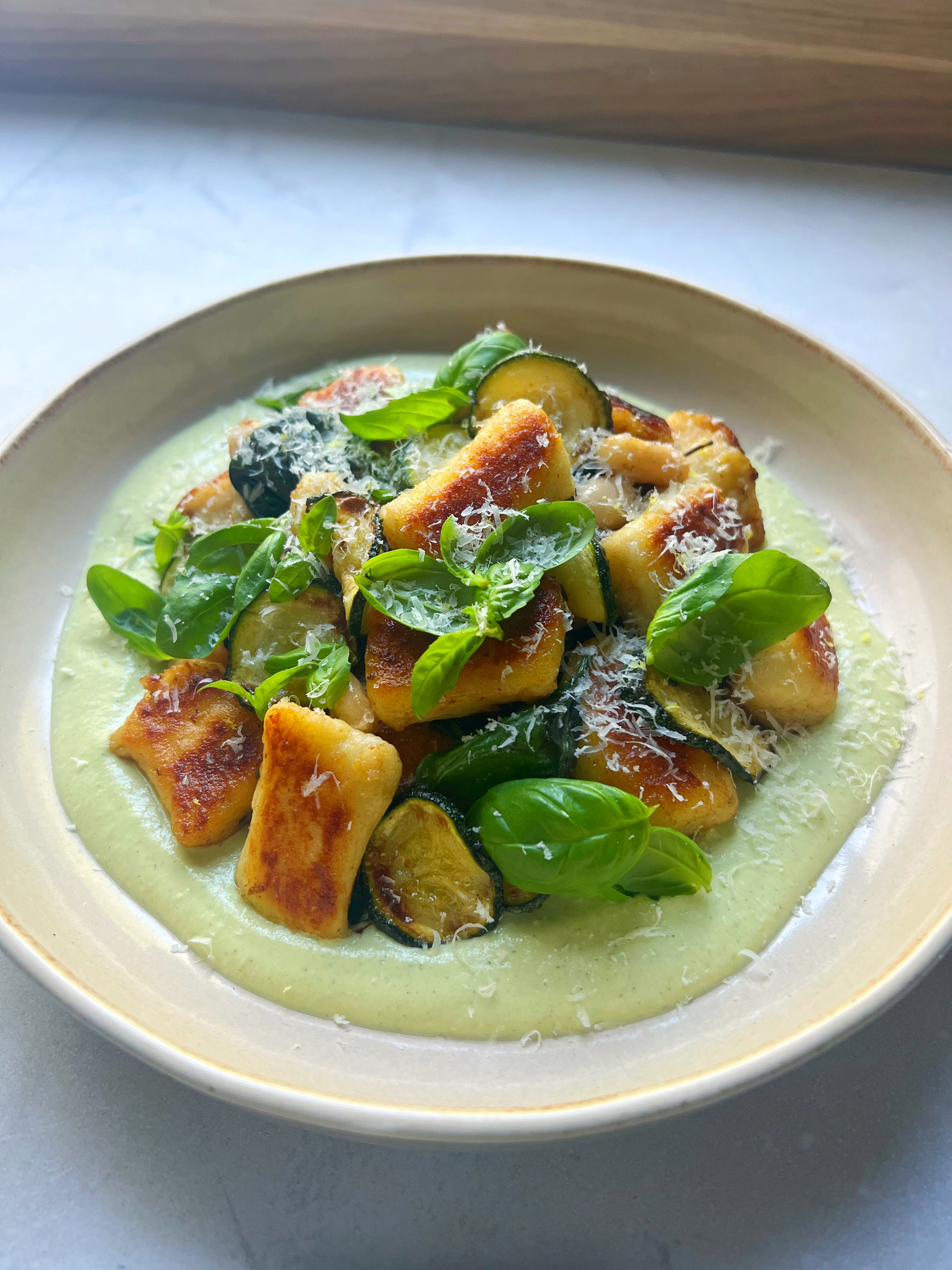 Courgette & white bean gnocchi