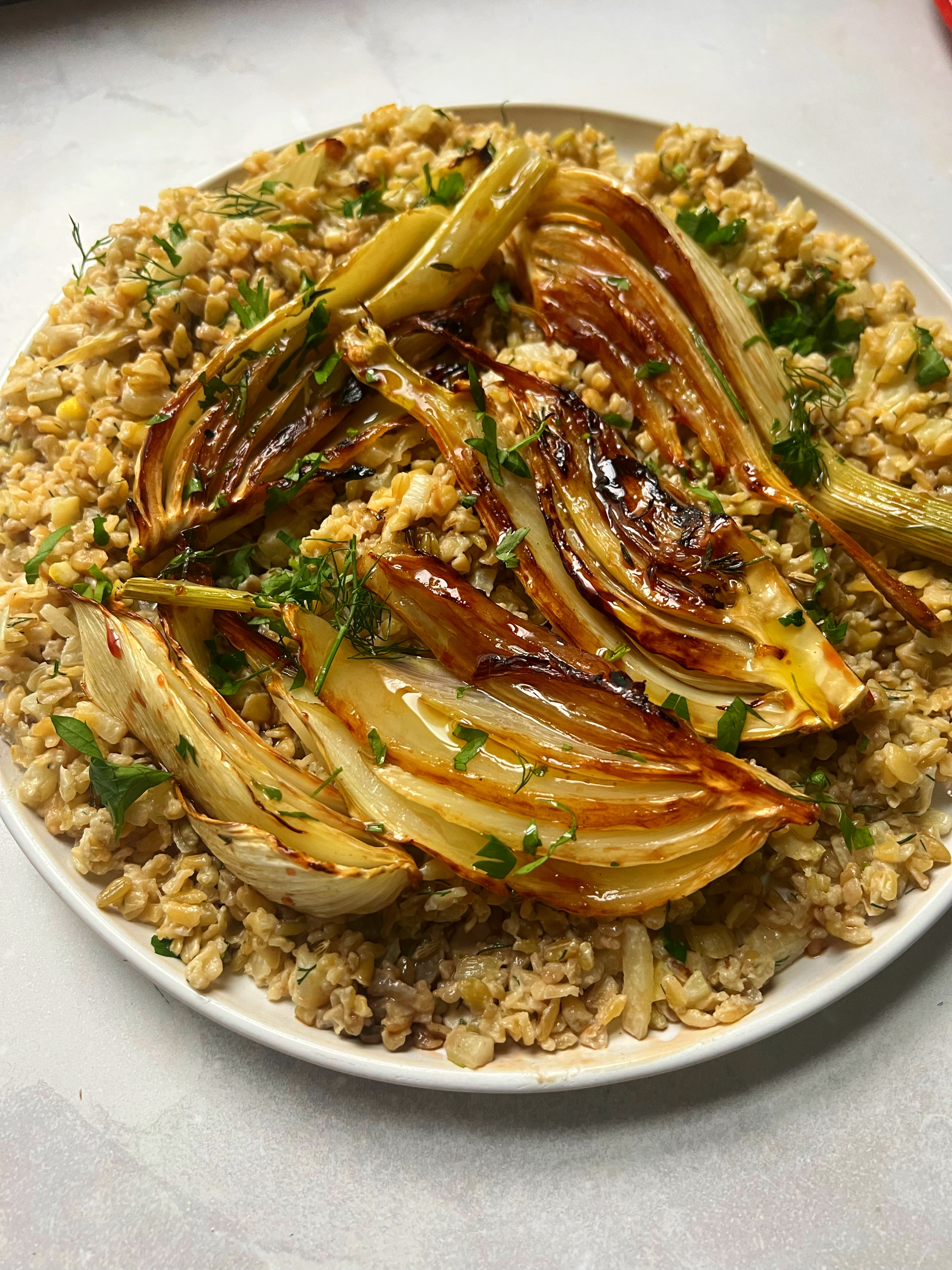 Fennel, freekeh and lemon